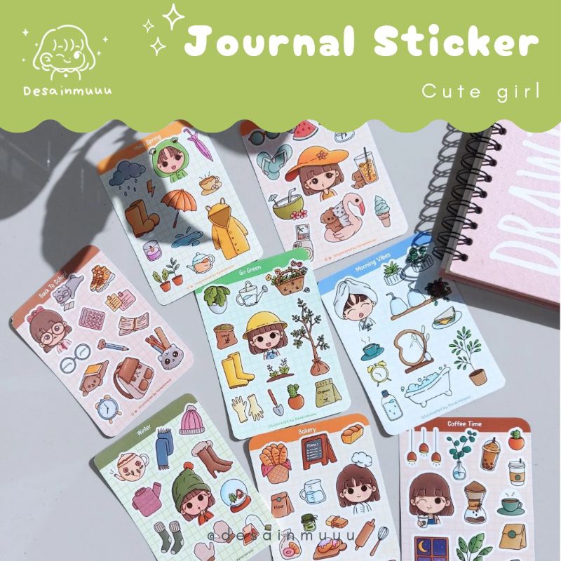 

Cute Girl Daily Planner Sticker Sheet by Desainmuuu