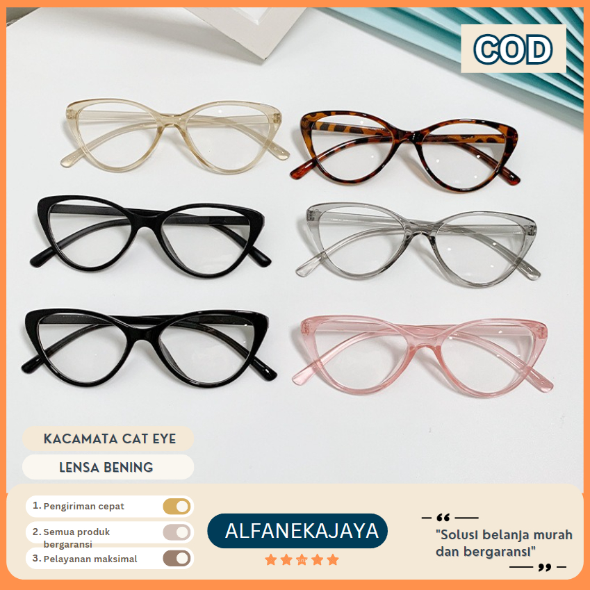 Kacamata Cat Eye Wanita Retro Kacamata Import Kacamata Fashio Fuji