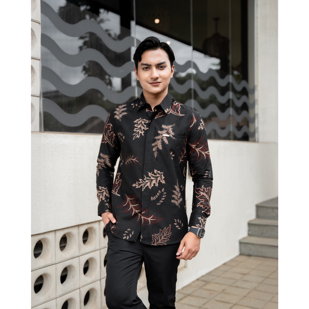Laskala Batik Premium Simba Kemeja Batik Pria Slimfit Lengan Panjang
