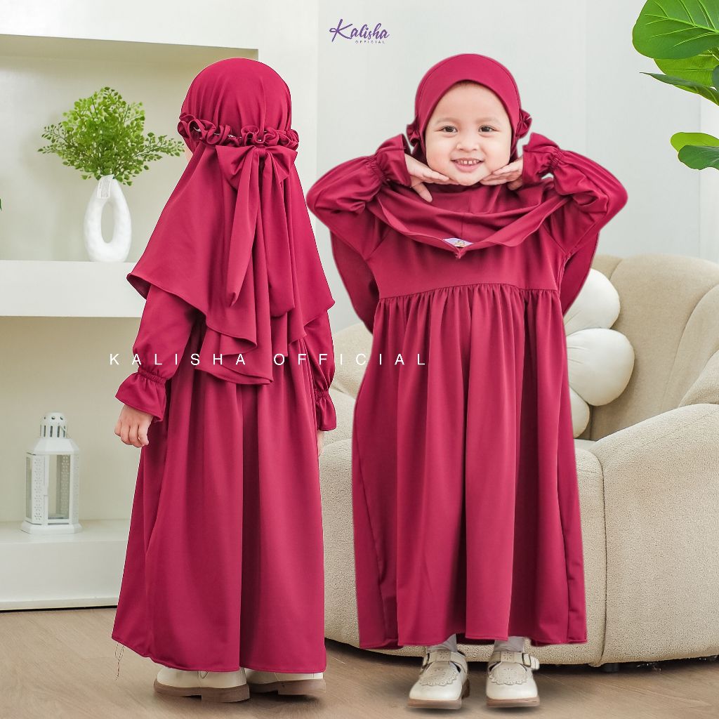 Kalisha - Keisa One Set Dress (Gamis Anak Set Hijab Pita Bahan Jersey)