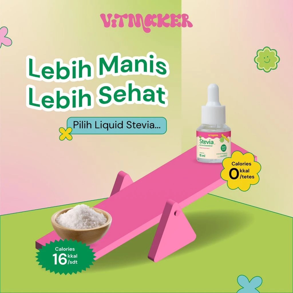 

Promo Vitmaker Liquid Stevia Pemanis Alami (pengganti gula dengan 0 calorie) 15ML HALAL 100% DAN BPOM