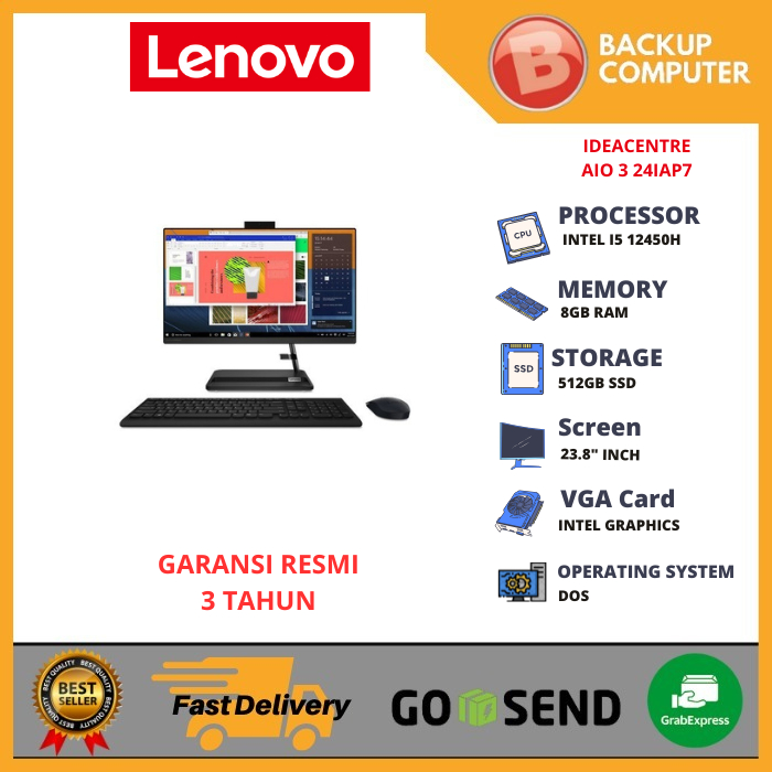 LENOVO IDEACENTRE AIO 3 24IAP7 GRID INTEL I5 12450H 8GB RAM