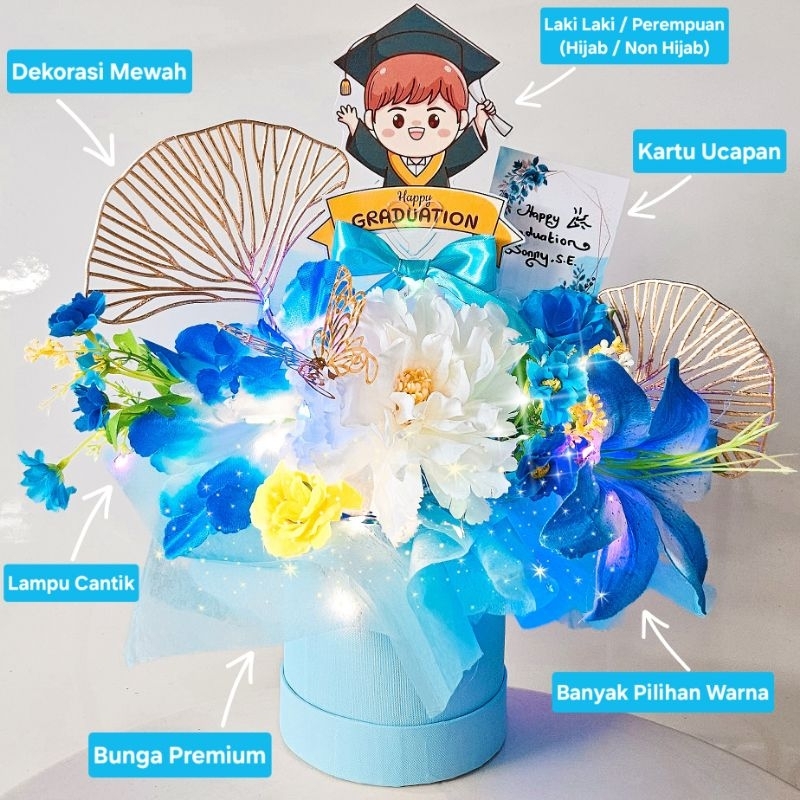 [READY CEPAT]  | Graduation Box | Buket Viral Balloon Balon Chrome | Hadiah Wisuda Hampers Lahiran B