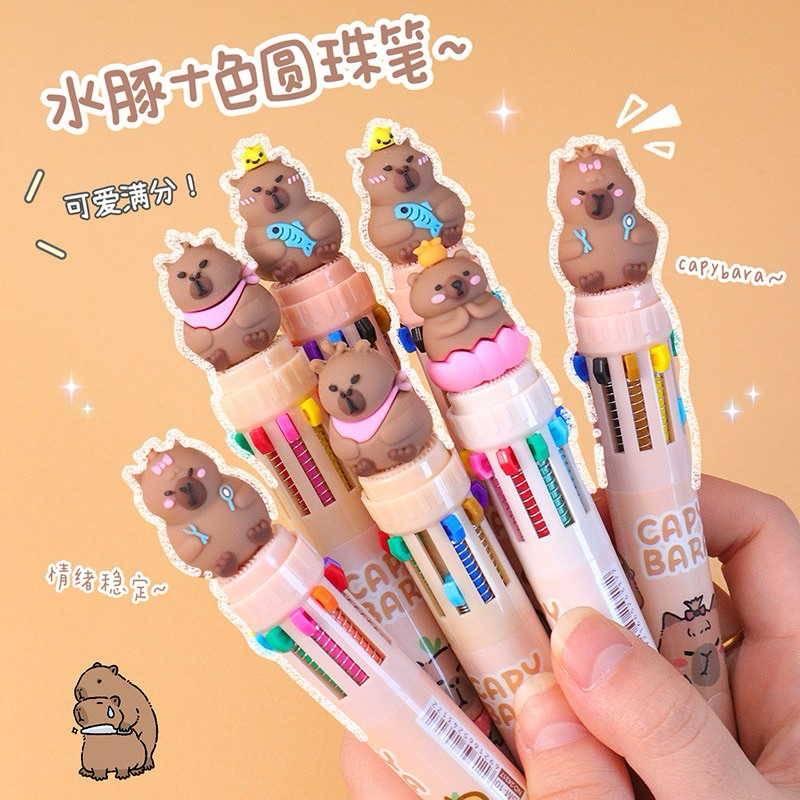 

Pena Capybara Warna Warni 10 warna Pulpen Kapibara Warna Warni Capybara stationary lucu