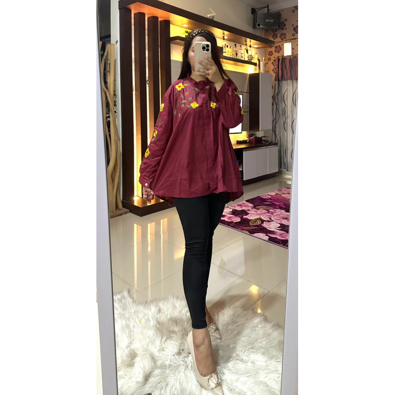 Blouse Maroon Jumbo fashion hijab wanita