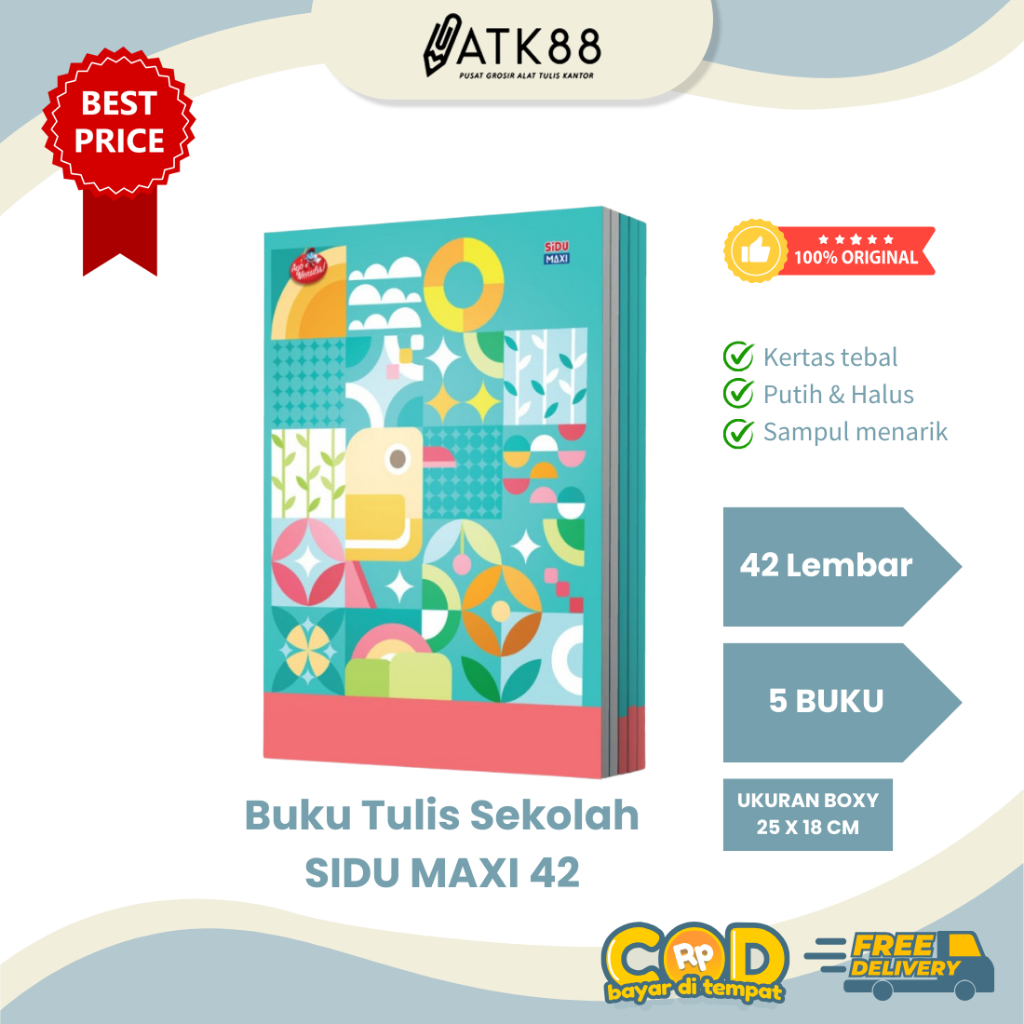

[ATK88] Buku Tulis Anak Sekolah 1 Pack SIDU MAXI 42 Lembar isi 5 pcs Original Ukuran Boxy