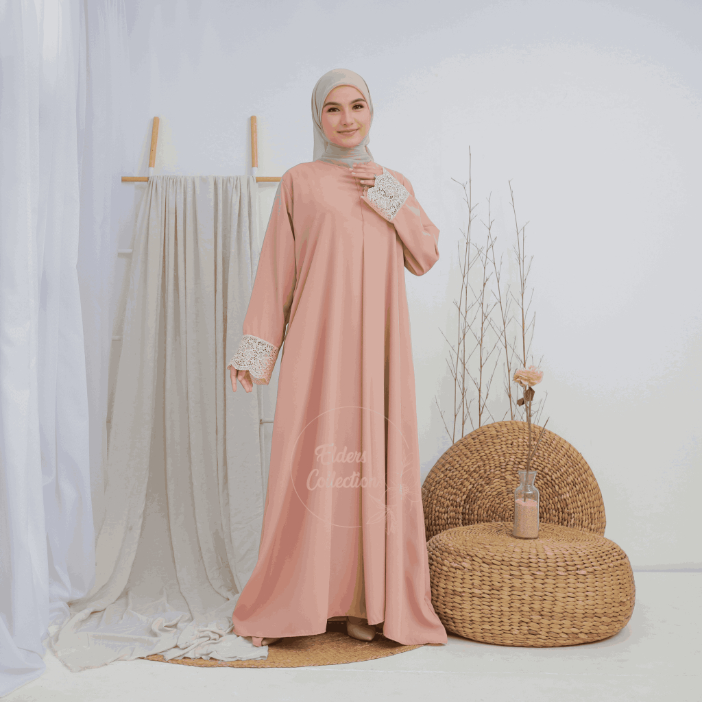 GAMIS AMEENA Wolfis Premium Dress Syar'i Polos Terbaru Lebaran 2025 Viral Baju Muslim Remaja Mewah