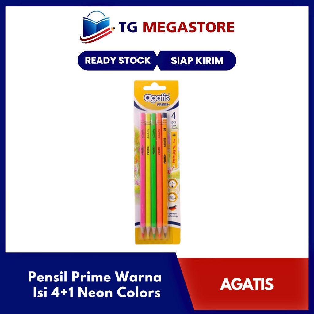

Pensil AGATIS Prime Warna Isi 4+1 Neon Colors