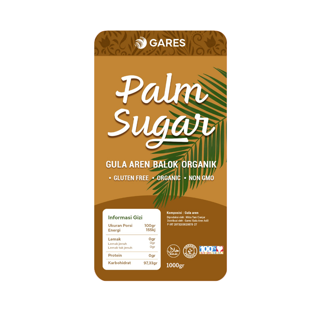 

JKL (Gares) Gula Aren Balok Asli 100% Gula Aren Asli Uk. 1kg (Compactible and Sealant Size)