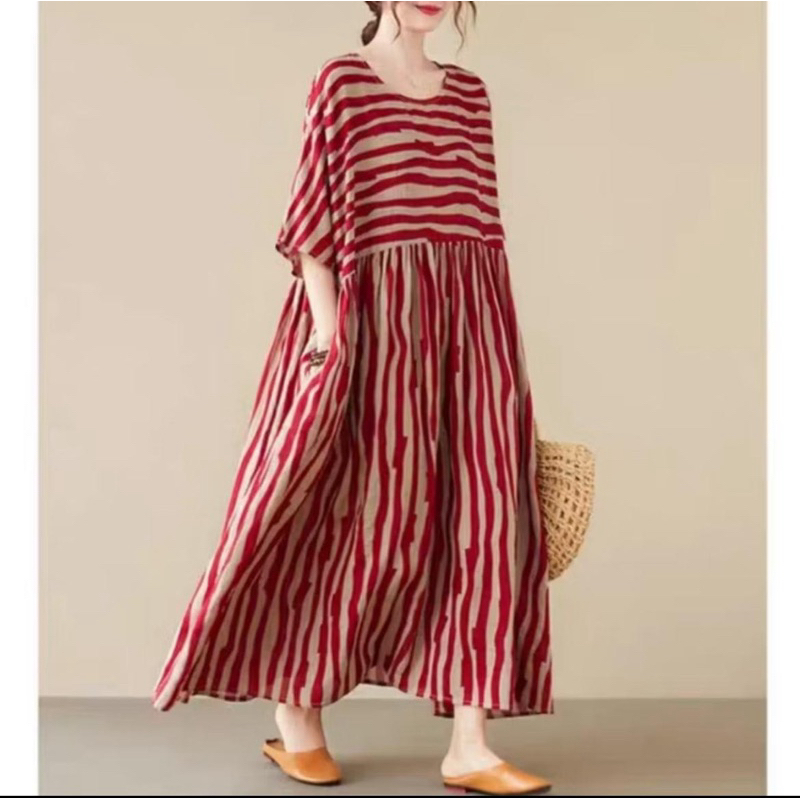 loose dress zevania daster wanita Three M 79003 model jumbo