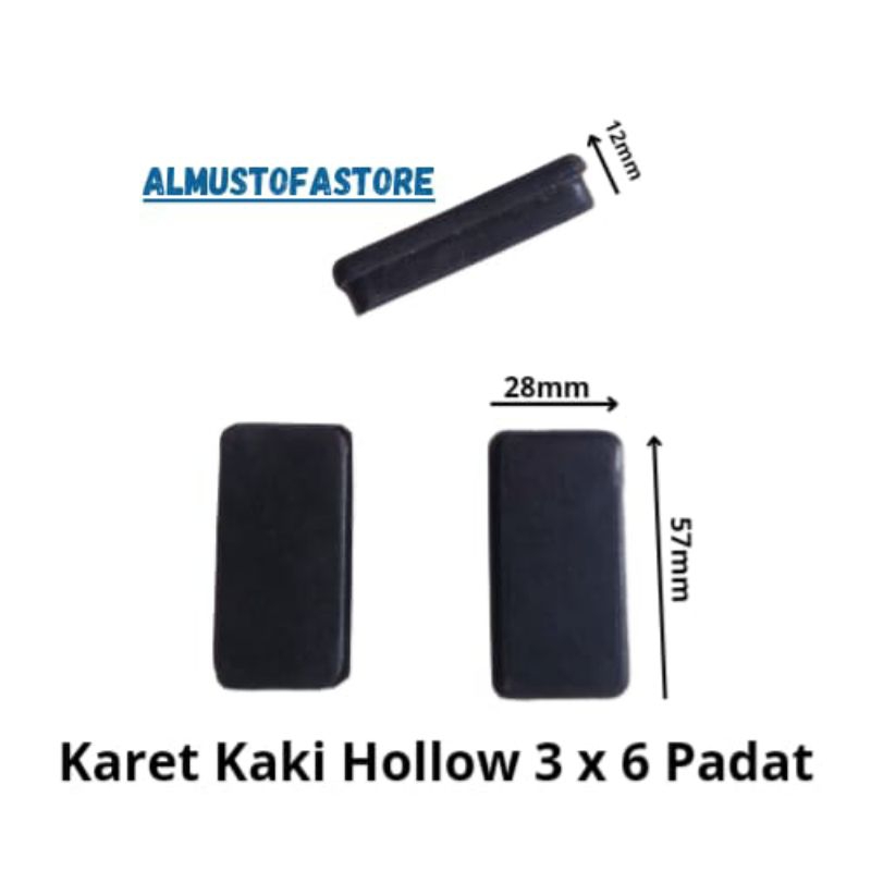 Karet Kaki Hollow 3x6 Padat Kaki Kursi Meja / Rak/ Besi Hollow