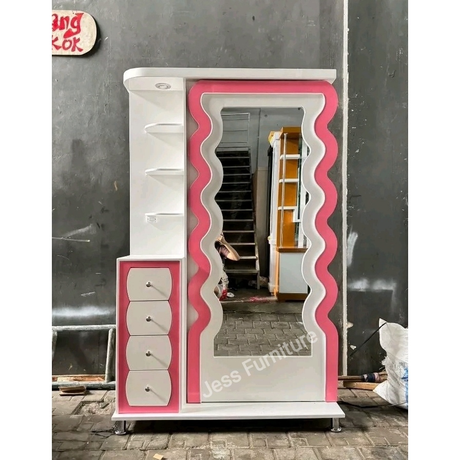 Meja Rias Sliding , Meja Rias TERBARU , Meja Rias Kaca Lengkung Multriplek