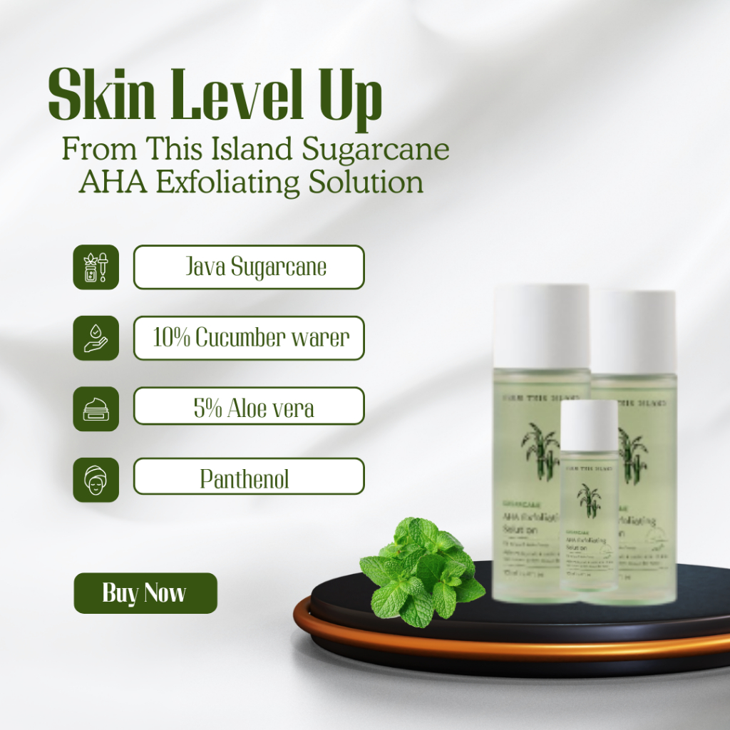 From This Island Sugarcane AHA Exfoliating Solution | Toner Mengecilkan Pori & Menghaluskan Tekstur 