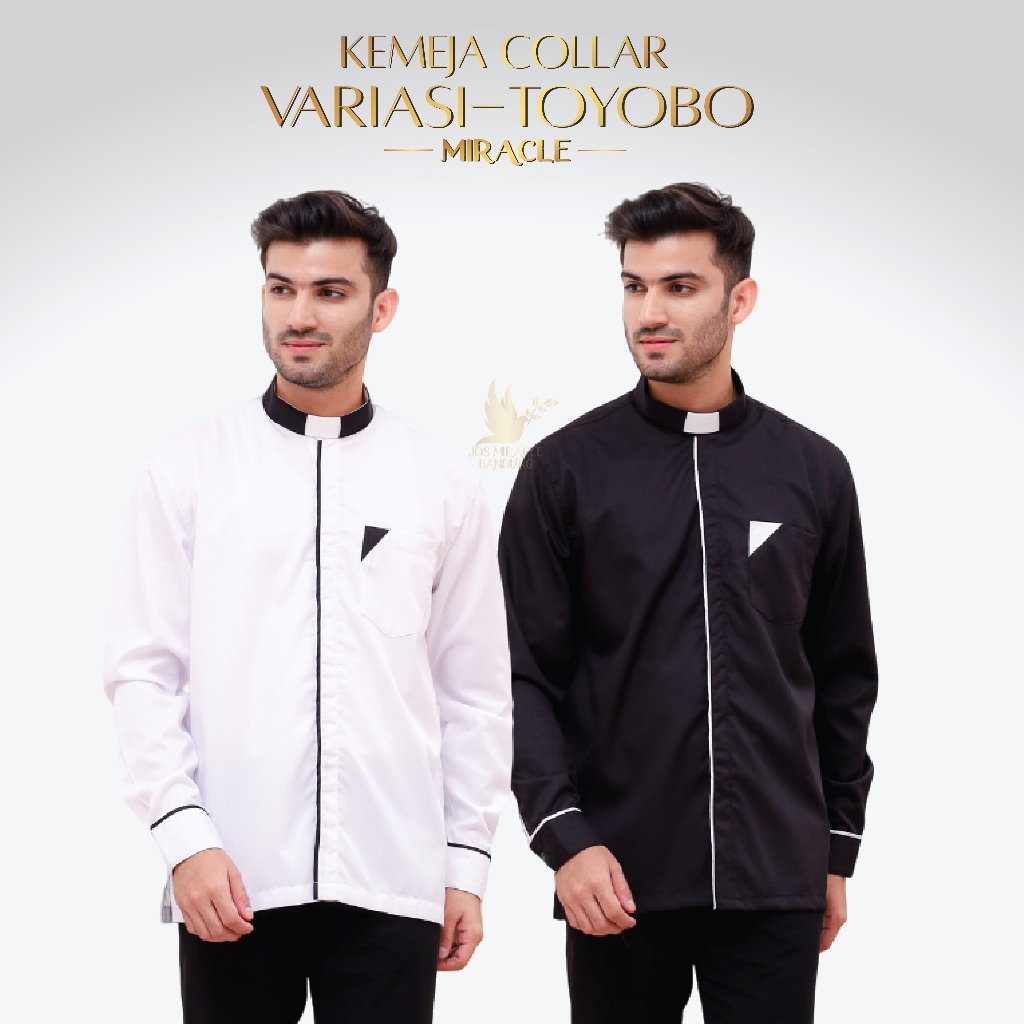 Pendeta - New Kemeja Collar Pria - Regular - Panjang Variasi - Toyobo - Jos Miracle Bandung