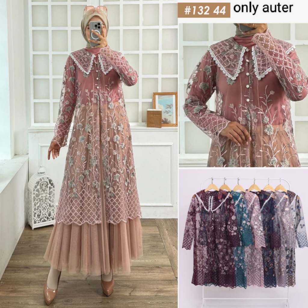 Outer Cardigan Renda Brokat - no gamis / dress