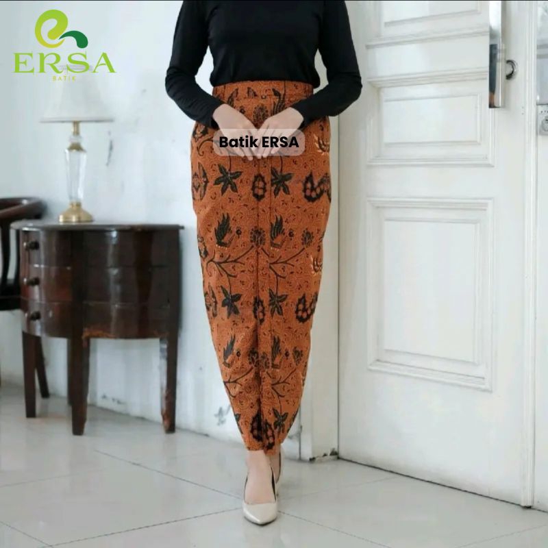 ERSA Rok Batik Bawahan Wanita Jarik Wiru Manten Khas Solo Motif WAHYU TUMURUN SOGAN Bahan Katun Prem