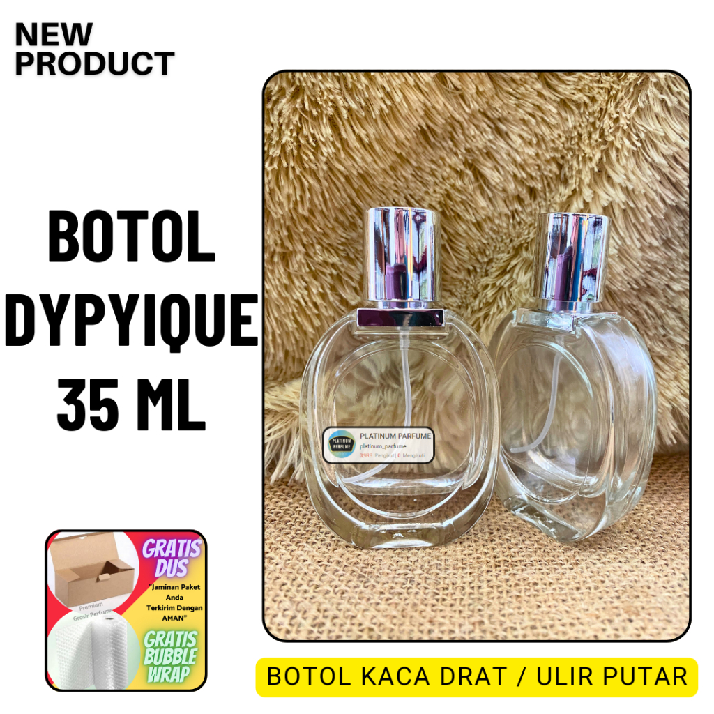 BOTOL PARFUM BARU SPRAY 30 ML DYPYIQUE / BOTOL KACA / BOTOL MINYAK WANGI DOFF KOTAK 30 ML
