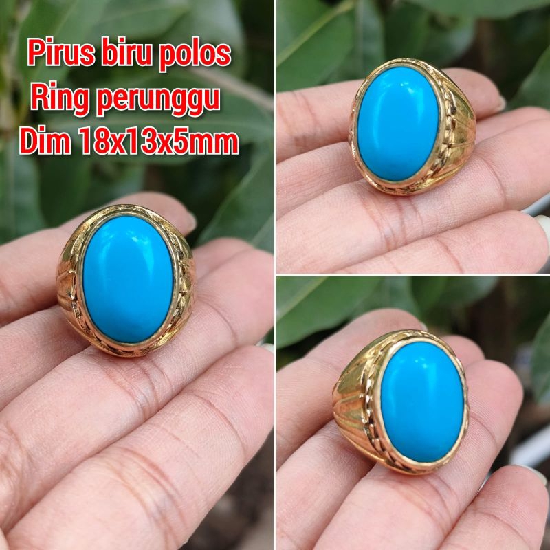 CINCIN PRIA BATU PIRUS BIRU POLOS RING PERUNGGU