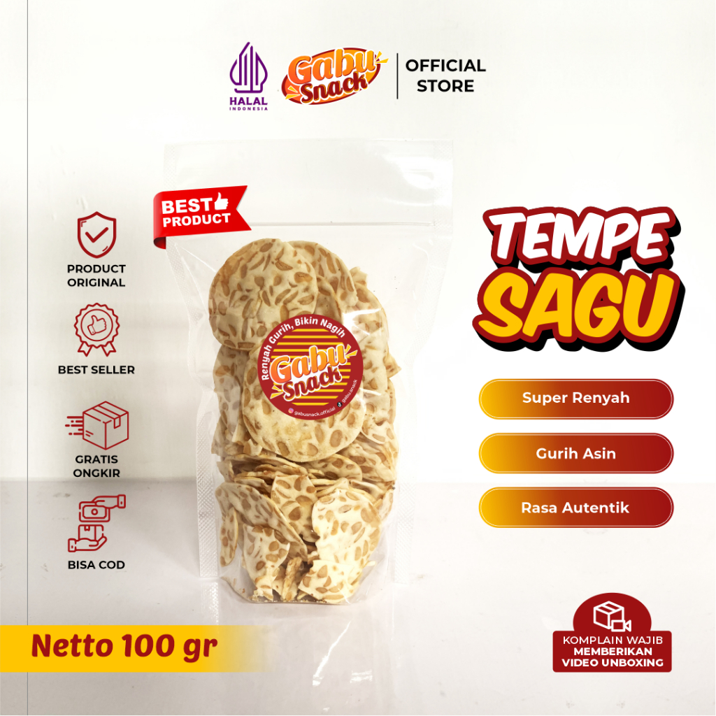 

Keripik Tempe Sagu 100 gr Kemasan Pouch - Snack Asin Gurih