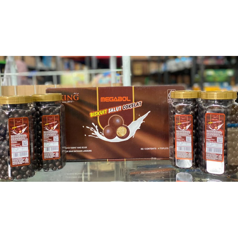 

4 Toples Dking Megabol Biskuit bersalut cokelat 250gr x 4toples