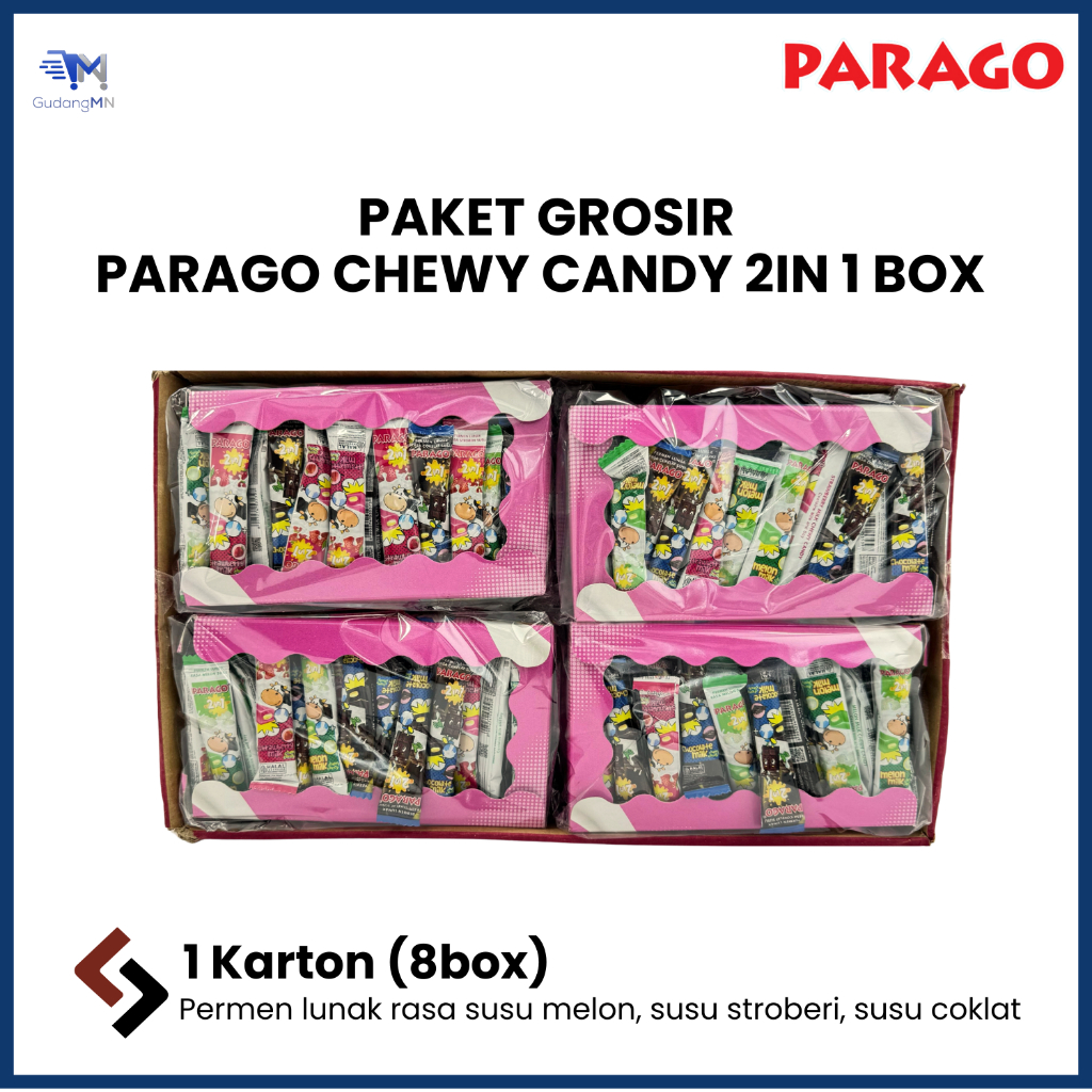 

[PAKET GROSIR 1 KARTON] PARAGO CHEWY CANDY 2IN 1 | PERMEN LUNAK RASA BUAH