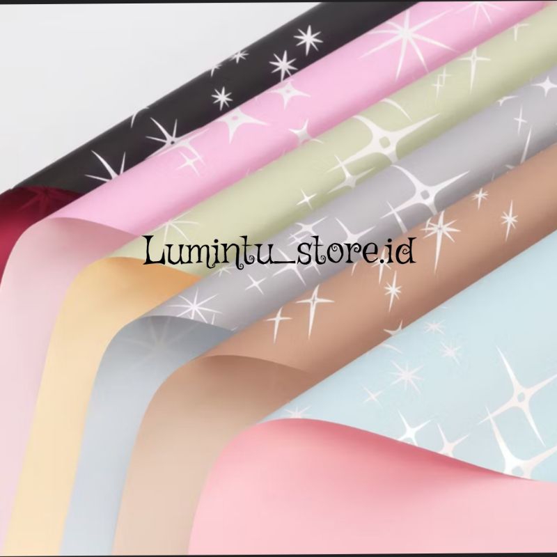 

Kertas Cellophane Shinny Start Bi Colour Free Packing Kertas Buket Bunga Motif Bintang Flower Wrapping Paper Sparkling