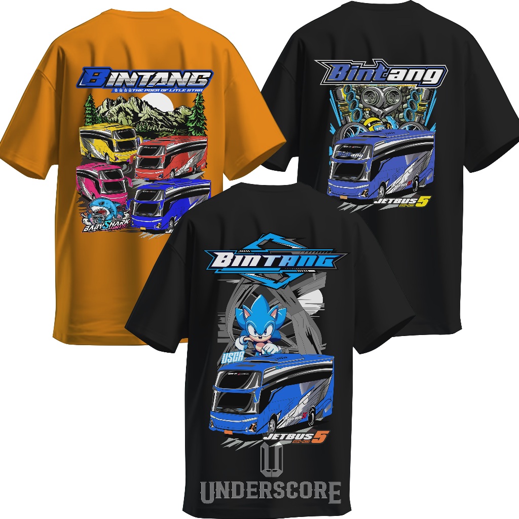 UNDERSCORE Kaos Bus Bintang jb3 jb5 Anak dewasa T-Shirt reguler