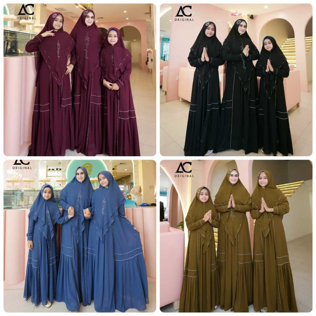 Salwa Couple Mom And Kid Set Gamis Syar'i By AC Collection