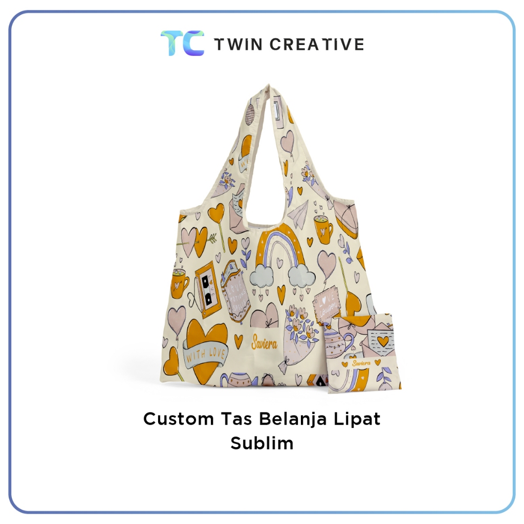 Custom Tas Belanja Lipat Foldable Shopping Bag Taslan - Tas Lipat Sublim