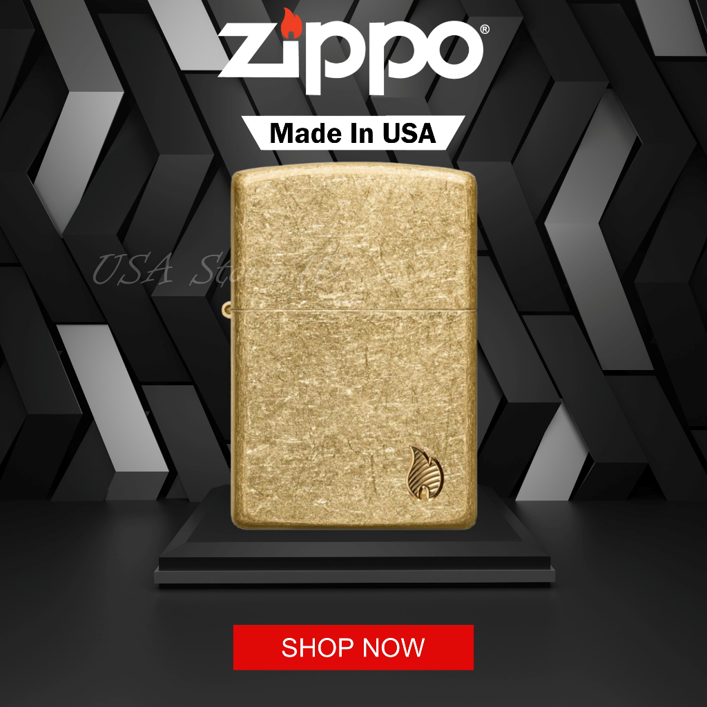 Korek Zippo Armor® Tumbled Brass Flame Design 46398 Original Made In USA