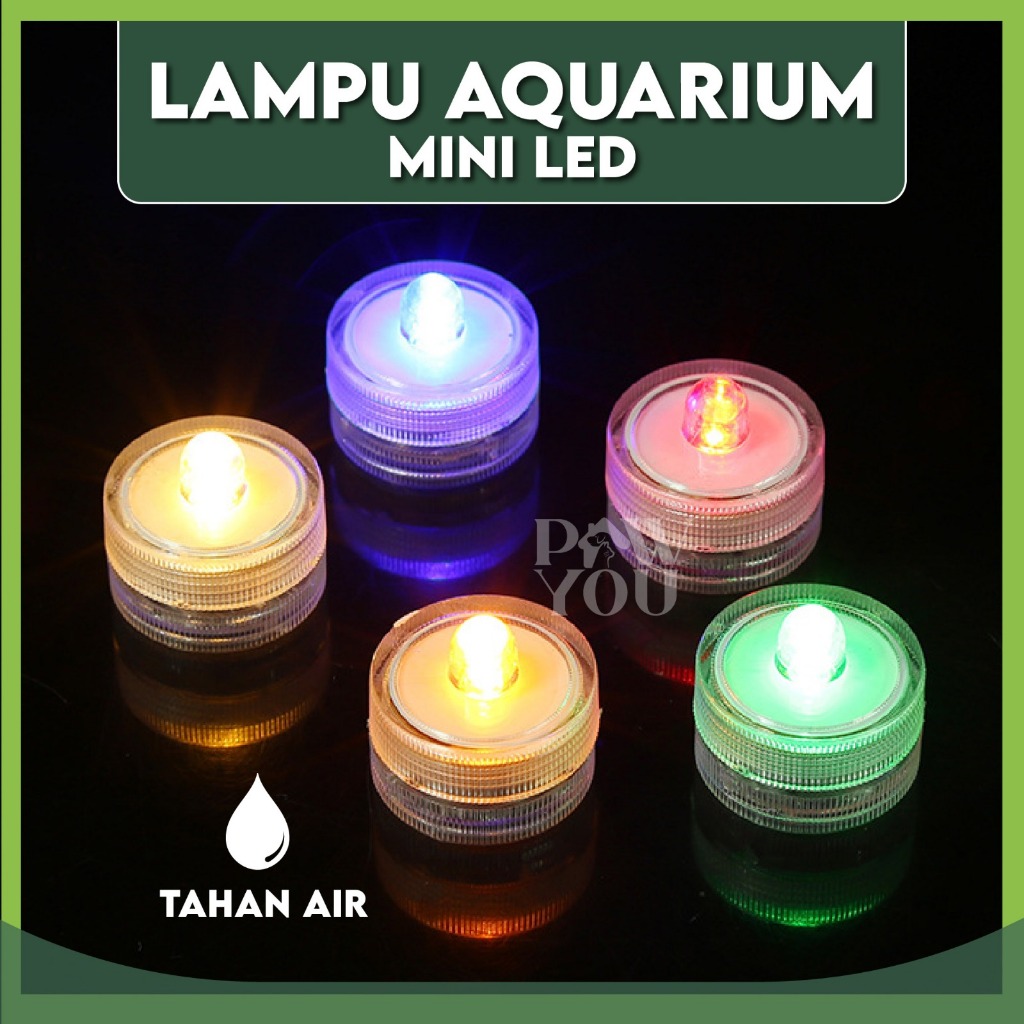 Lampu Mini Aquarium Akrilik LED Tahan Air Dekorasi Ikan Hias Kecil