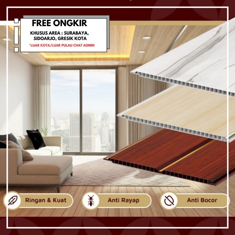 TERMURAH PLAFON / PLAFOND PVC GLOSSY PANJANG 4 METER BANYAK MOTIF HARGA PER LEMBAR