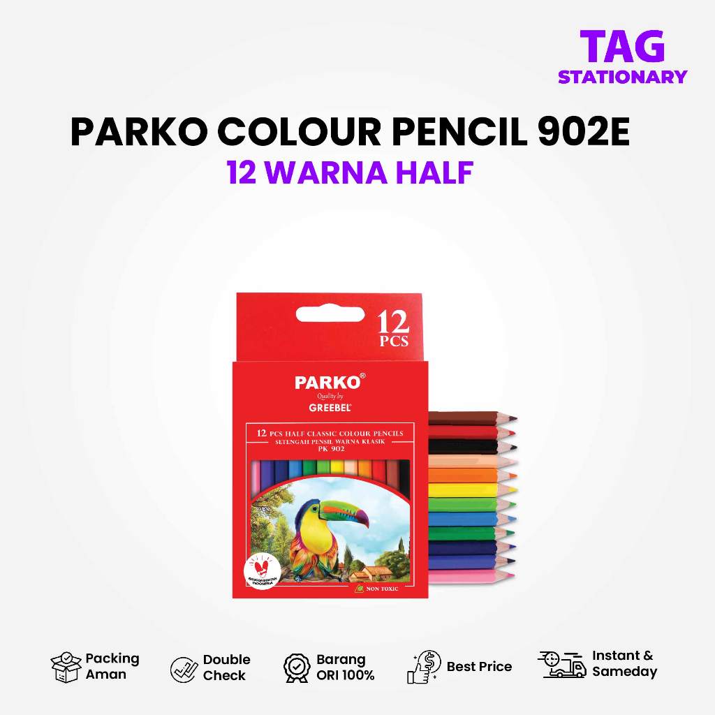 

PARKO Pensil Warna Pendek/ COLOUR PENCIL HALF 12 WARNA (12C 902E) / Classic Color Pencil