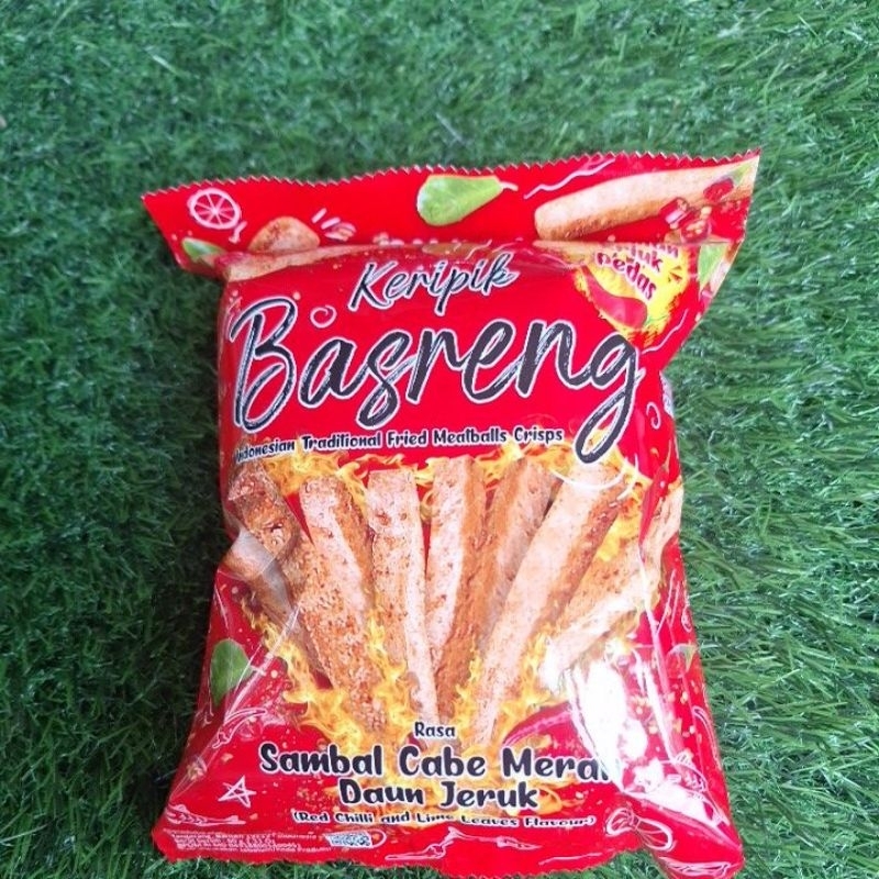 

Keripik basreng cabe merah daun jeruk