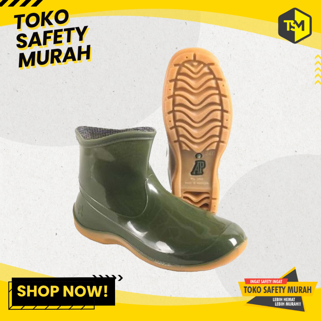 Sepatu Boot Pendek Wanita Sepatu AP Boots 2005 Hijau Glossy