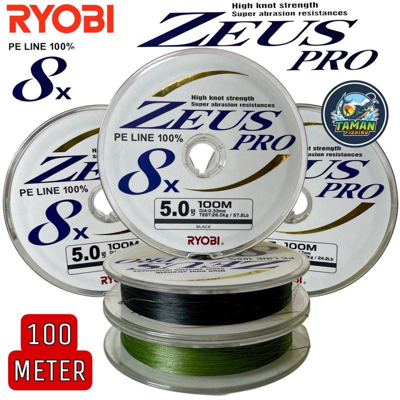 Senar Pancing PE Ryobi ZEUS PRO 8X Pe Line 100% 100Meter
