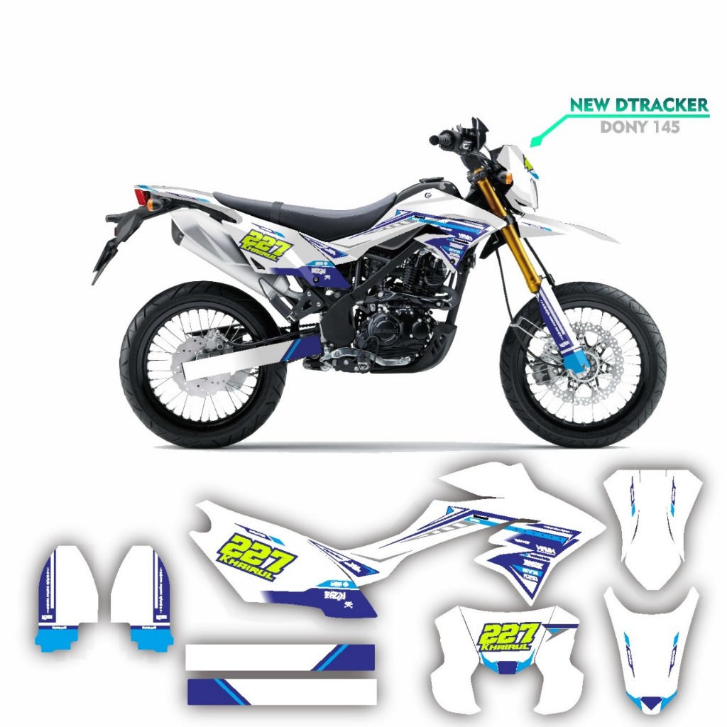 decal full body keren dtracker simple keren warna biru putih list hijau