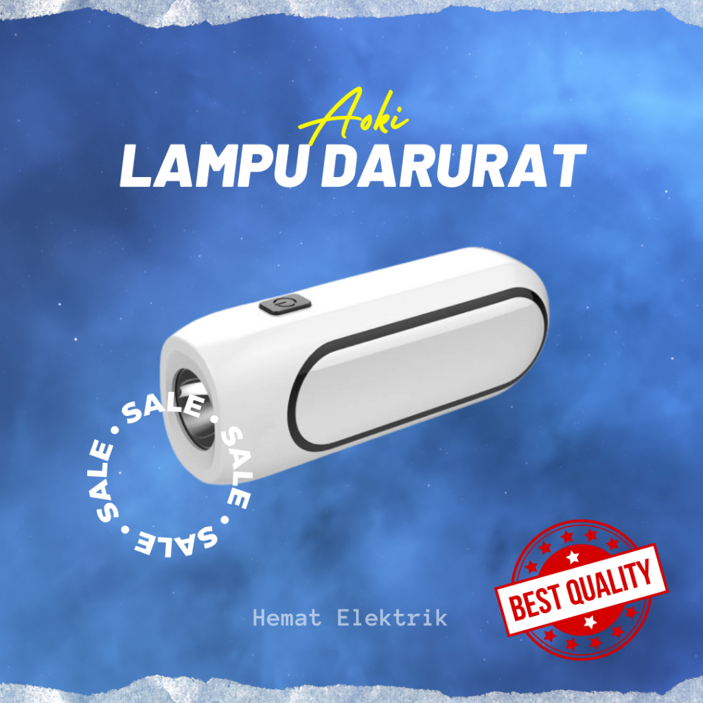 Senter Cas LED Lampu Emergency Charger Aoki Tahan Lama Baterai Lhitium AK-9989