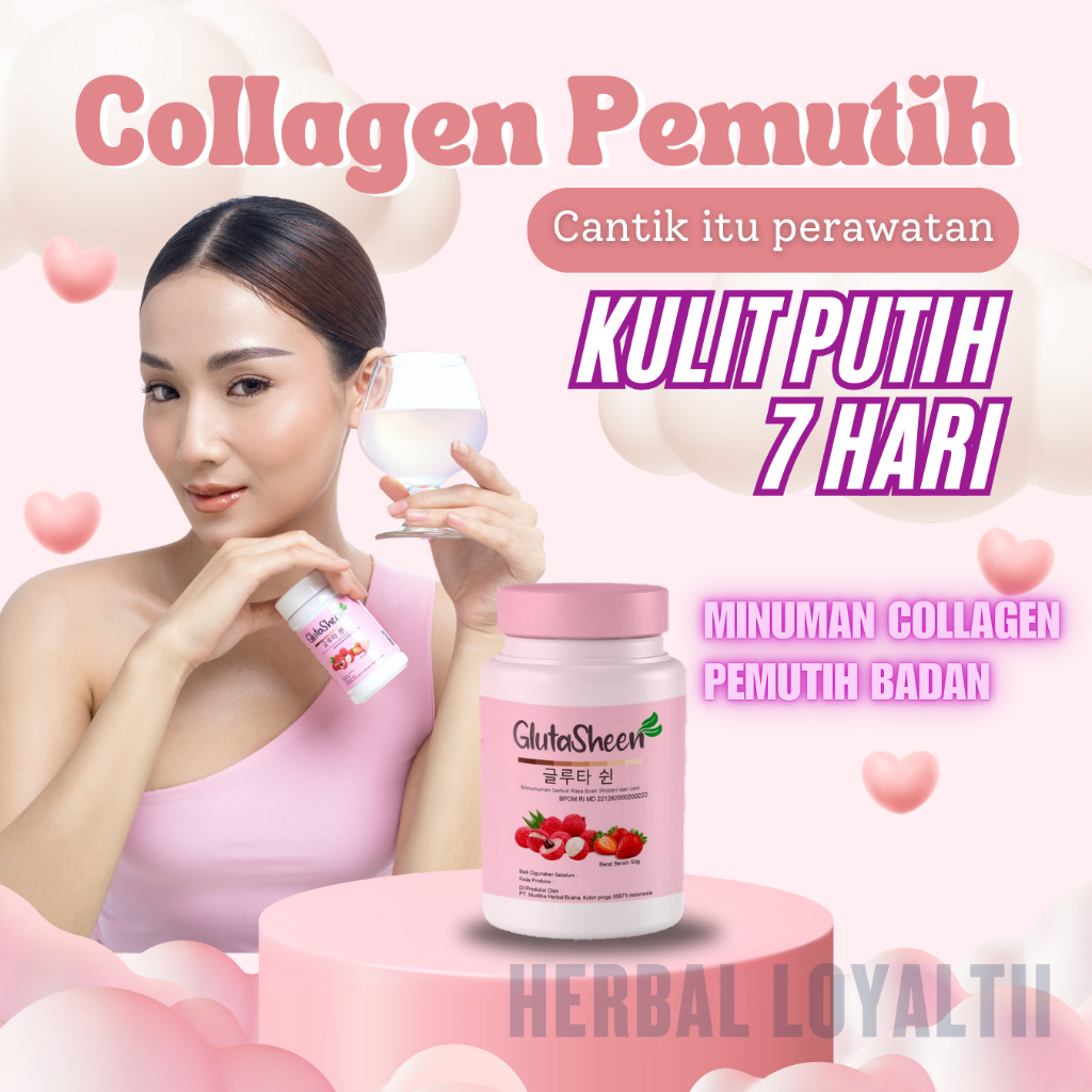 Glutasheen Collagen Kolagen Pemutih Badan dan Wajah Pencerah Kulit Seluruh Tubuh