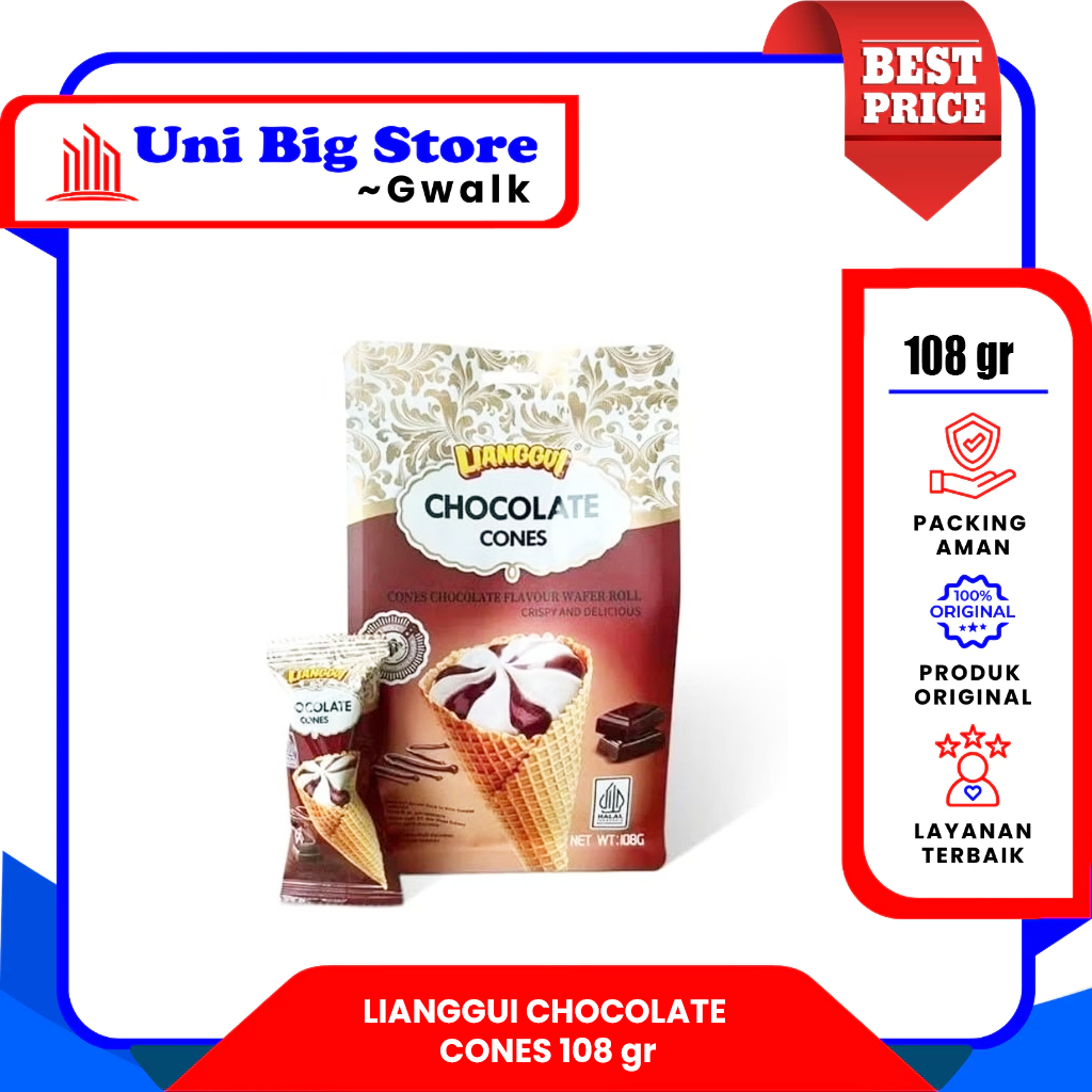 

LIANGGUI CHOCOLATE CONE WAFER ROLL CRISPY - 108 gr