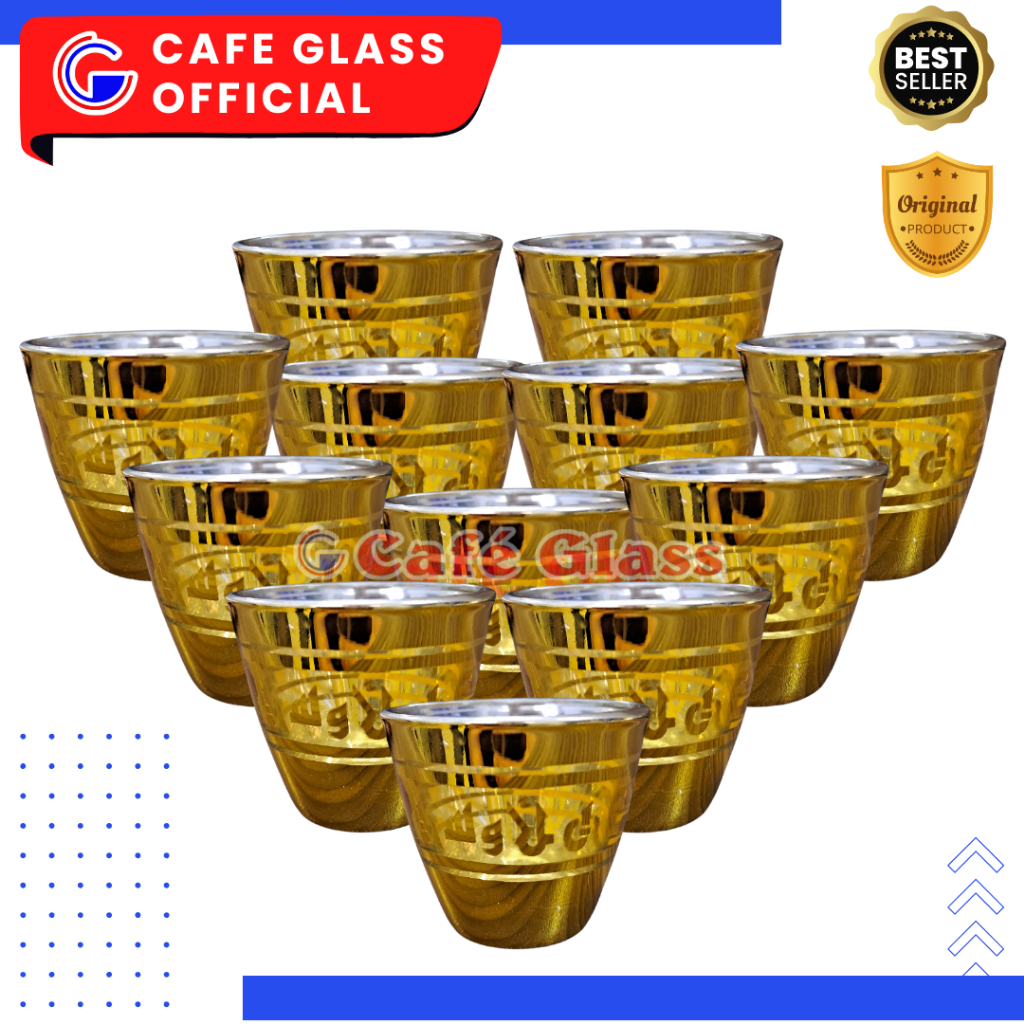 GELAS AIR ZAM-ZAM | GELAS SLOKI EMAS | OLEH-OLEH HAJI UMROH | CUCING KACA 1LUSINAN SCW-12-A