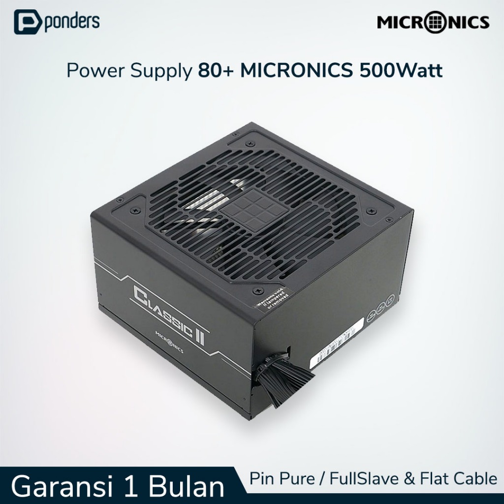 PSU 500 Watt 80+ / PowerSupply 500Watt 80+ Merk Micronics Pin Pure
