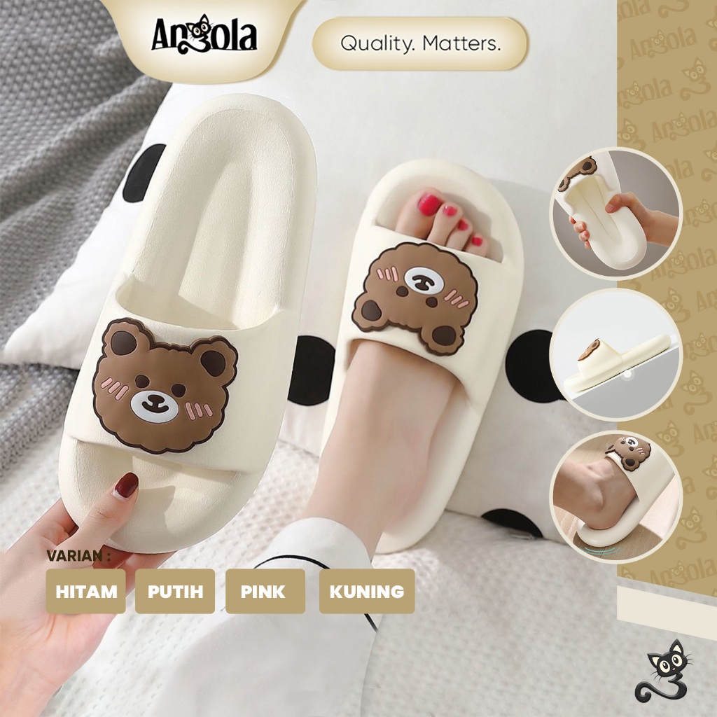 ANGOLA Sandal Slip-On CuteBear H08 Sendal Rumah/Kamar Mandi Slipper Strap Comfy Cowok Cewek