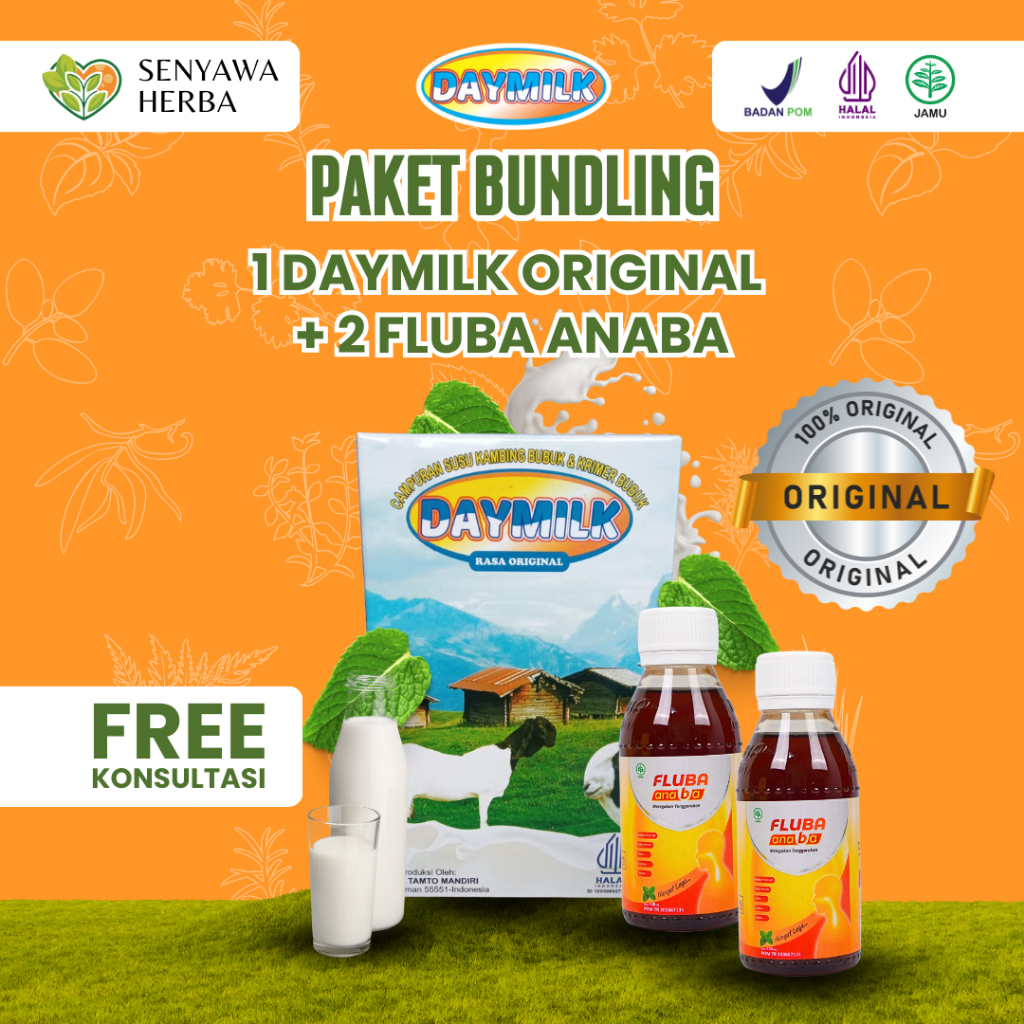 

Paket Bundling 1 Box Susu Kambing Etawa Daymilk Premium Original + 2 Botol Madu Herbal Fluba Anaba