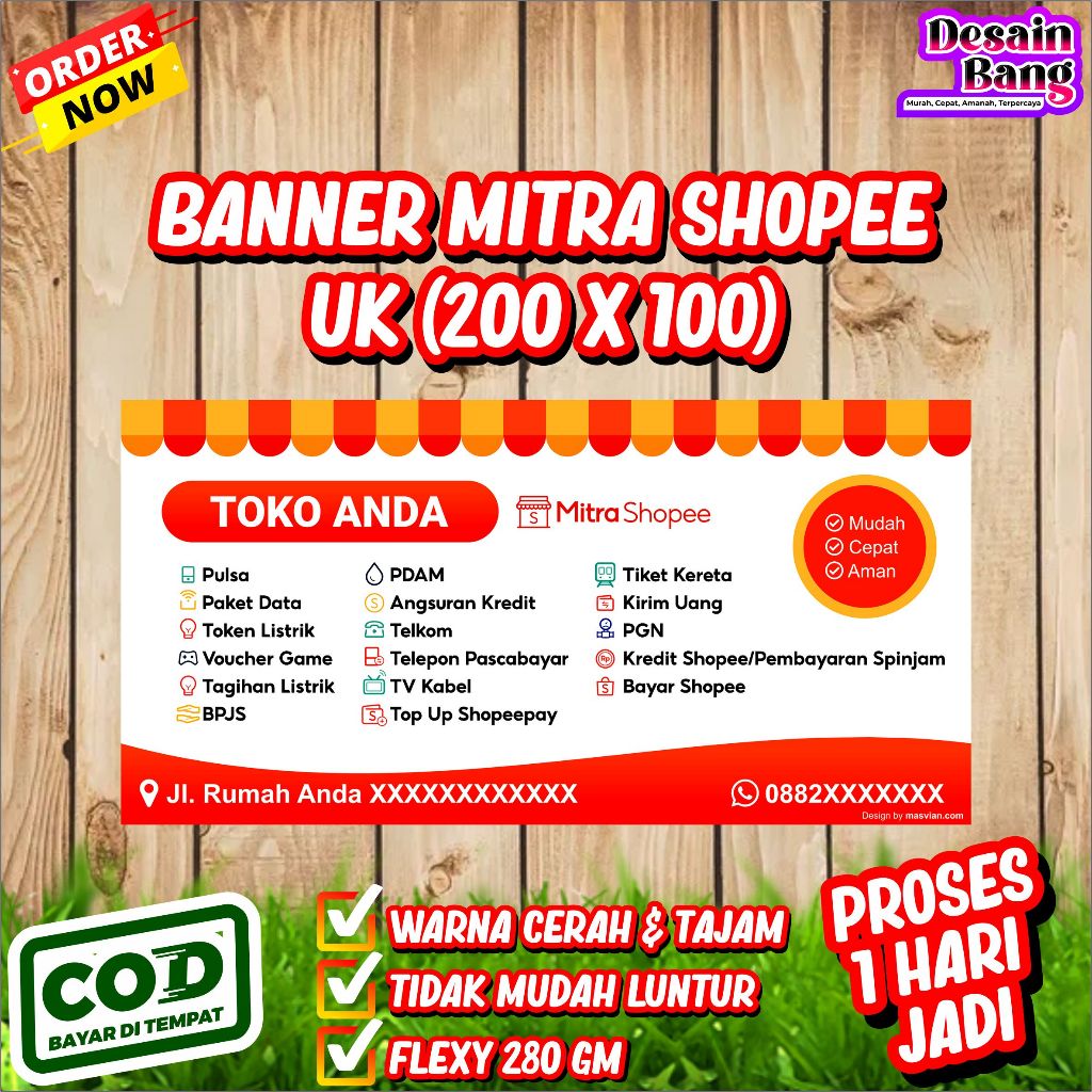 Banner/Spanduk Mitra Shopee UK (200 x 100) CM