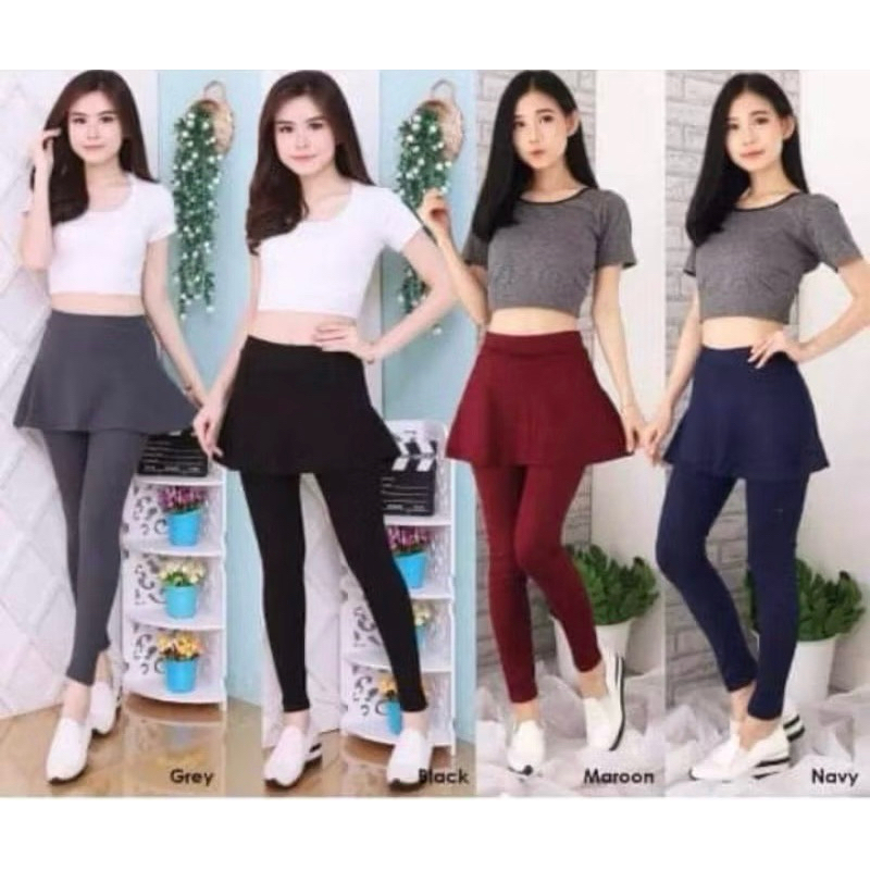 Celana Rok Polos Wanita Import #9312 / Celana Panjang Rok Wanita Senam Tebal Strech Halus Import