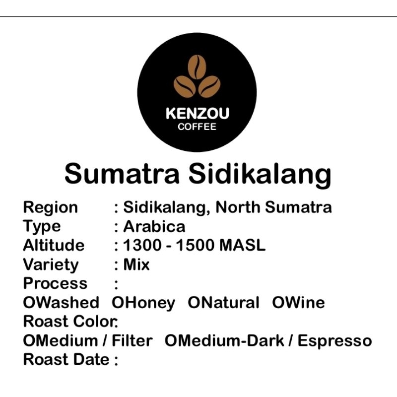 

Kenzou Coffee Biji Kopi Arabika Sumatra Sidikalang Wet Hulled 200gr