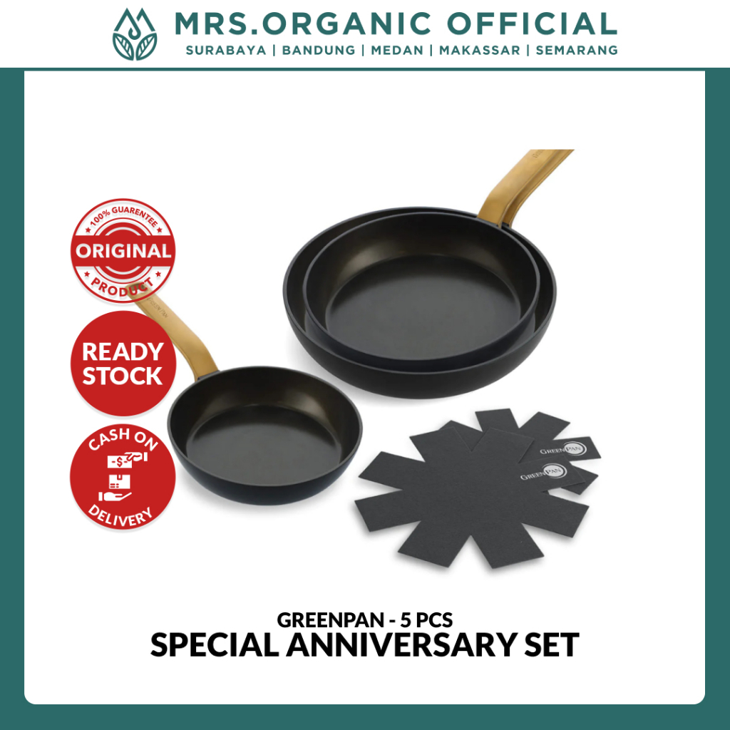 Wajan Anti Lengket GreenPan One Five Special Package Anniversary FryPan Set - 20 24 28 cm