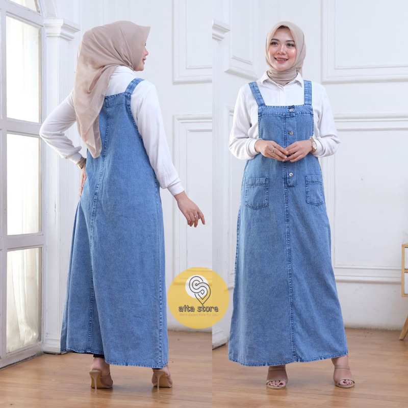 Erena Overall Dress Jeanswash Wanita Terbaru