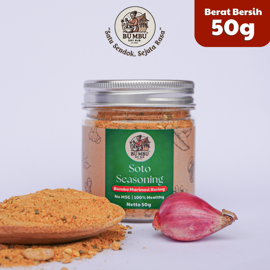 

Bu Mbu Dry Rub Marinasi Kering Varian Soto No MSG Spices Nusantara Seasoning 50 GRAM
